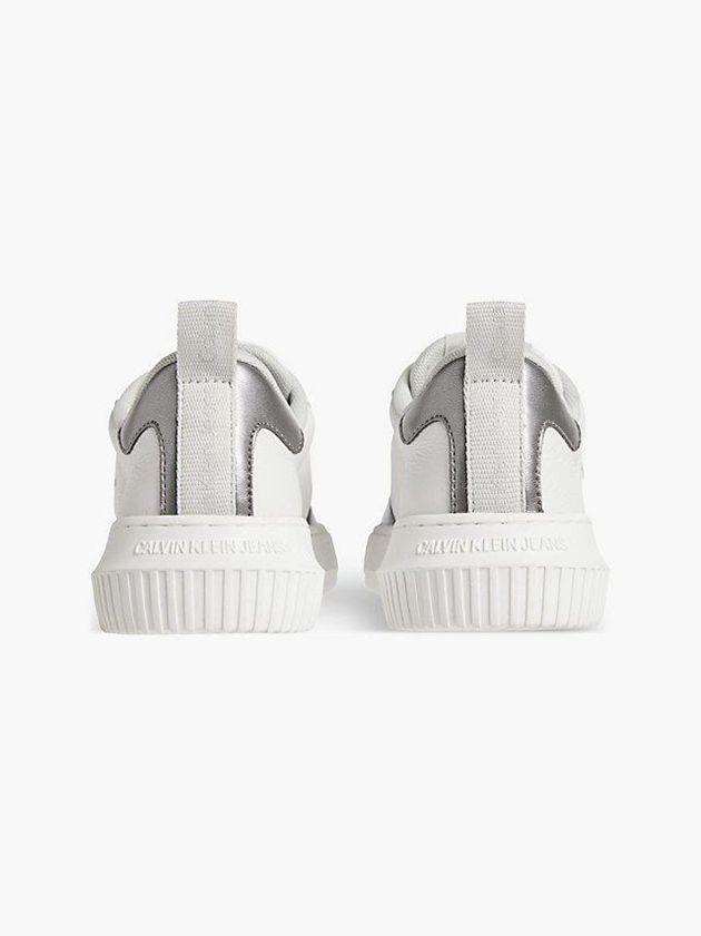 White Calvin Klein Leather Women Sneakers | GSLO-80397