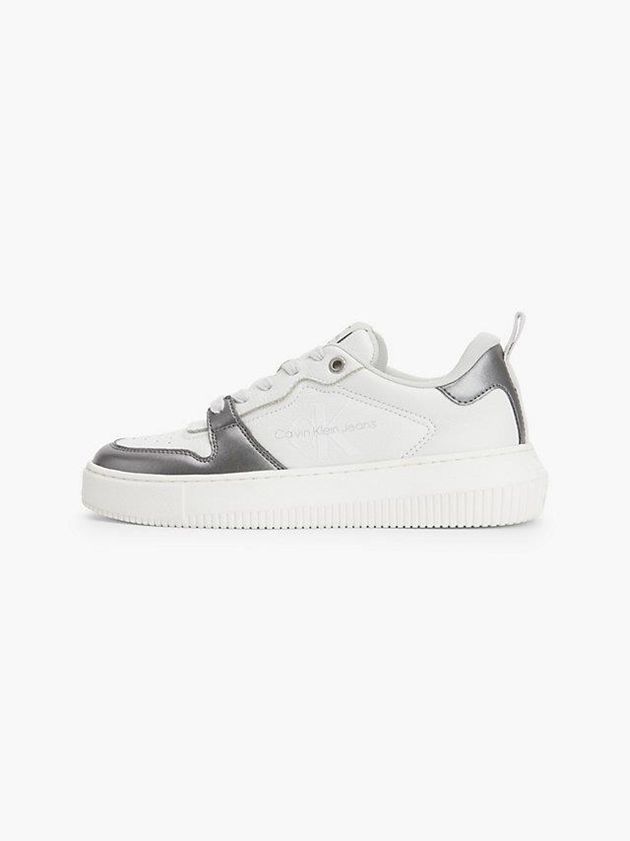 White Calvin Klein Leather Women Sneakers | GSLO-80397