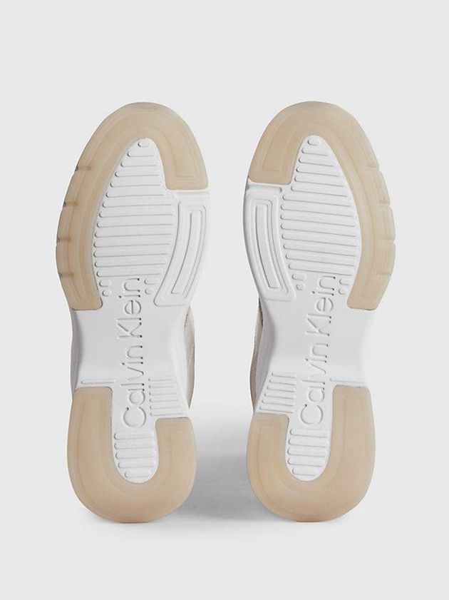 White Calvin Klein Leather Women Sneakers | NBPR-91736