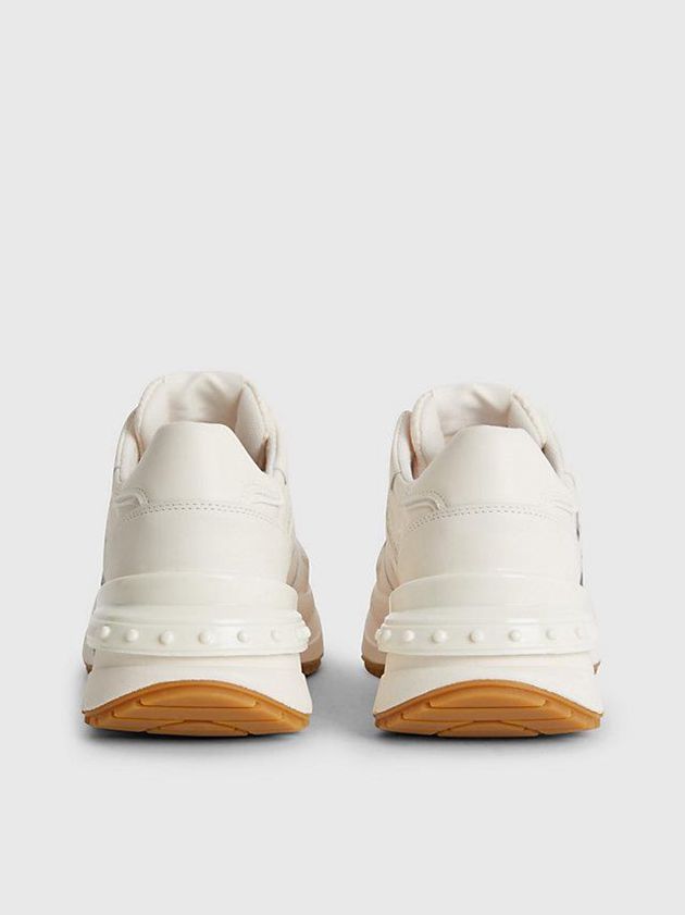 White Calvin Klein Leather Women Sneakers | UAJQ-50826