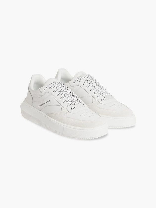 White Calvin Klein Leather Women Sneakers | TSYQ-58423