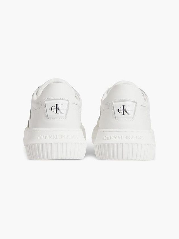 White Calvin Klein Leather Women Sneakers | TSYQ-58423