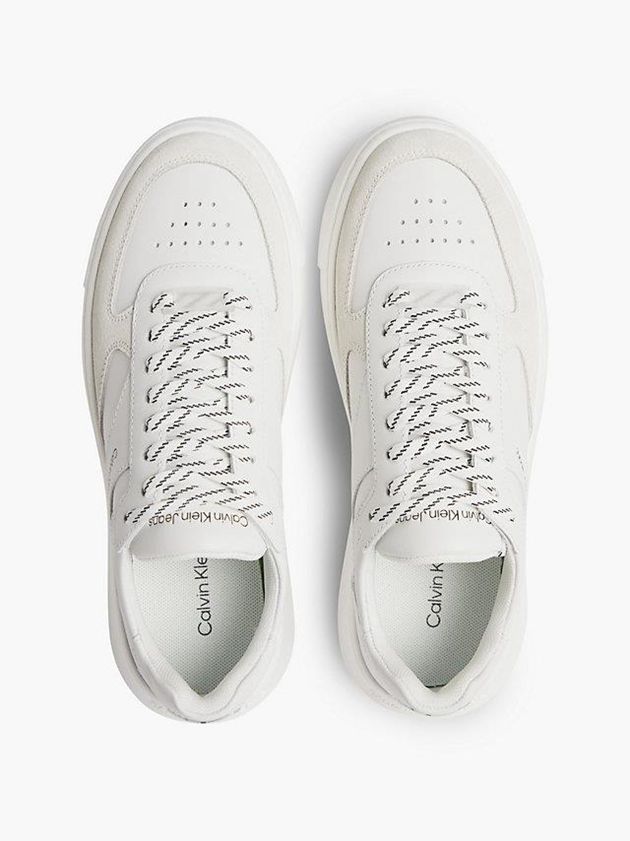 White Calvin Klein Leather Women Sneakers | TSYQ-58423
