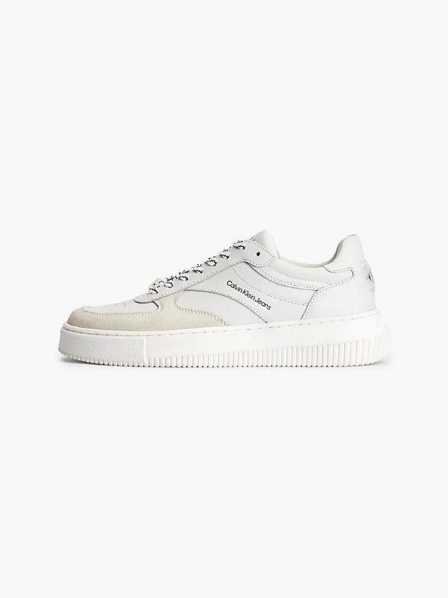 White Calvin Klein Leather Women Sneakers | TSYQ-58423