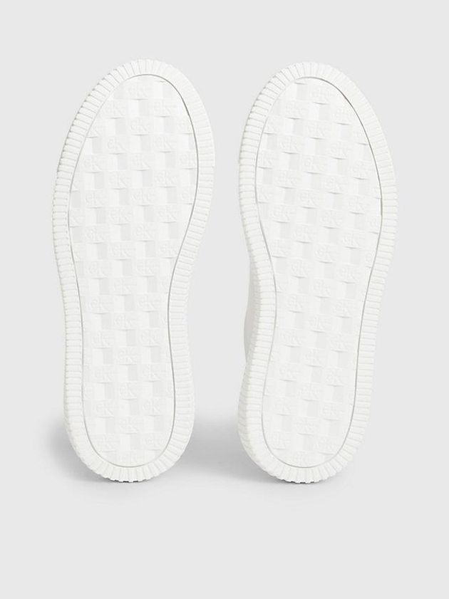 White Calvin Klein Leather Women Sneakers | KMUG-24671