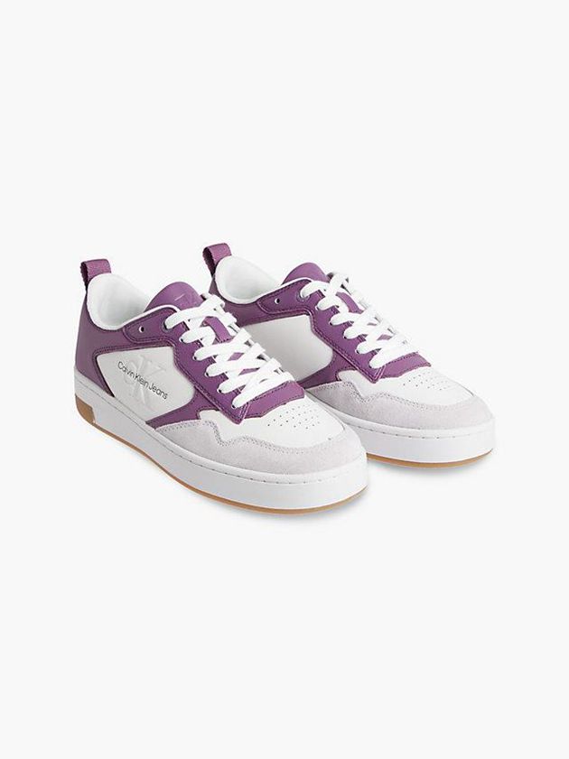 White Calvin Klein Leather Women Sneakers | ZWAQ-27153