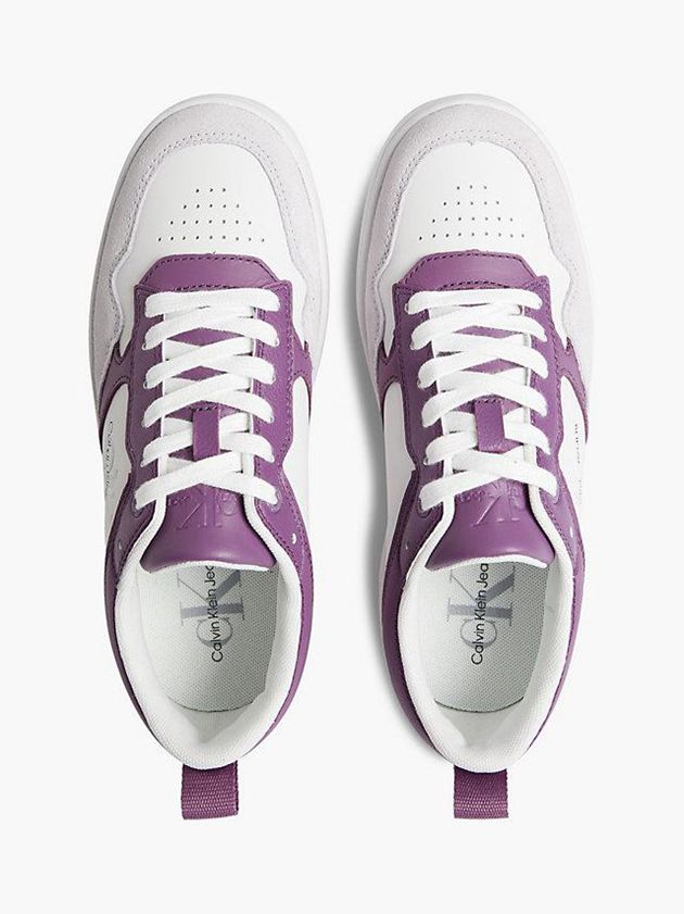 White Calvin Klein Leather Women Sneakers | ZWAQ-27153