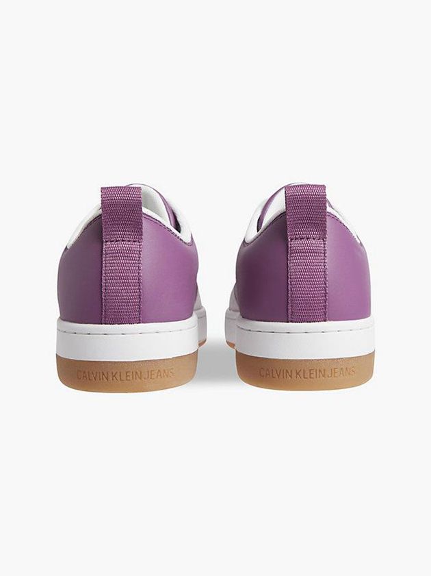 White Calvin Klein Leather Women Sneakers | ZWAQ-27153