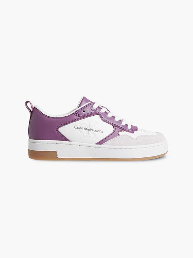 White Calvin Klein Leather Women Sneakers | ZWAQ-27153
