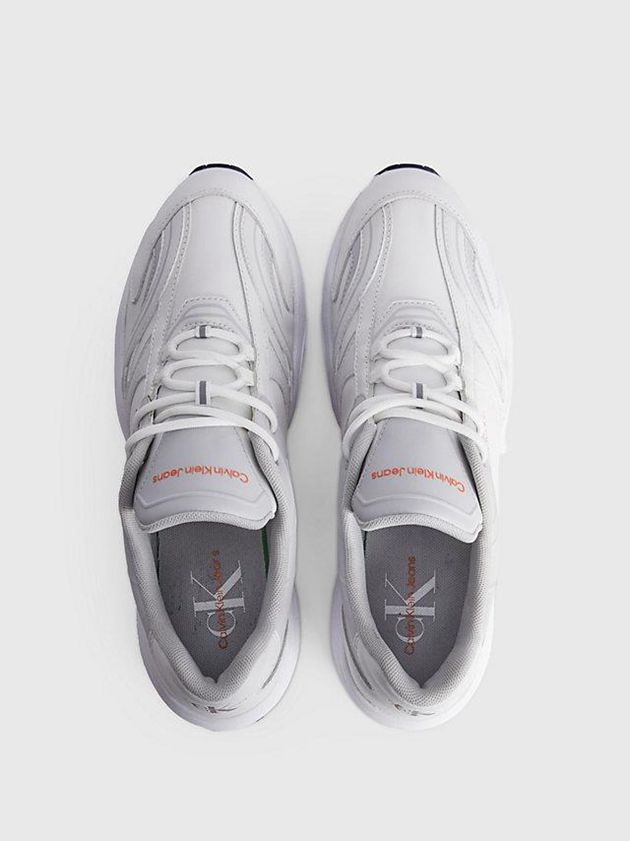 White Calvin Klein Leather Women Sneakers | JXQH-64719