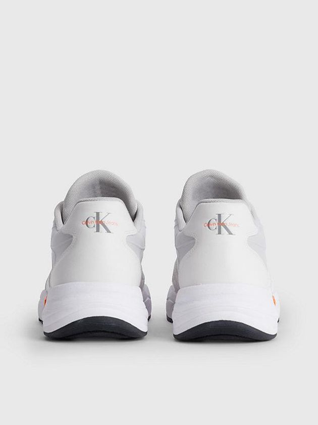 White Calvin Klein Leather Women Sneakers | JXQH-64719