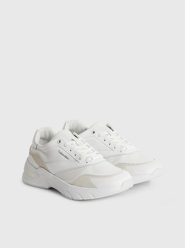 White Calvin Klein Leather Women Sneakers | CEKA-65103