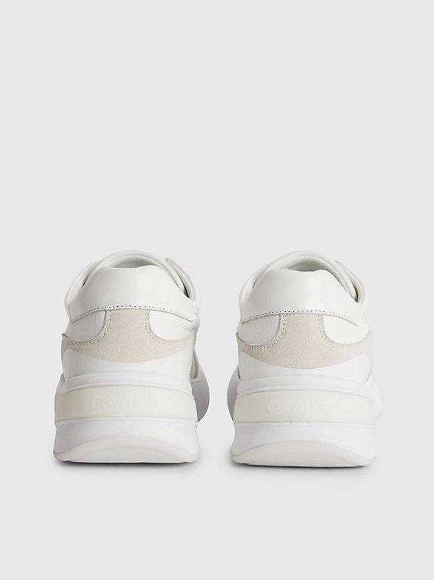 White Calvin Klein Leather Women Sneakers | CEKA-65103