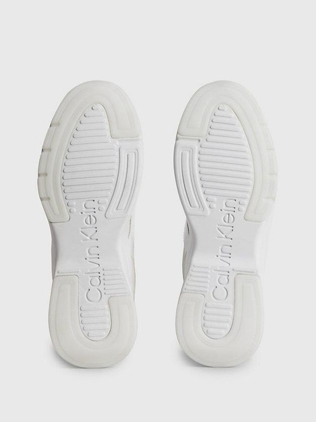 White Calvin Klein Leather Women Sneakers | CEKA-65103