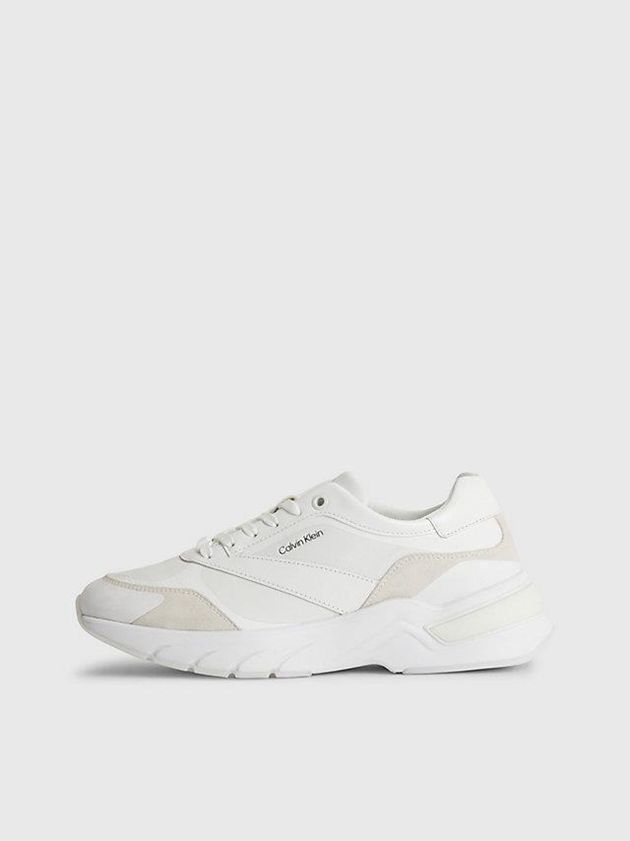White Calvin Klein Leather Women Sneakers | CEKA-65103