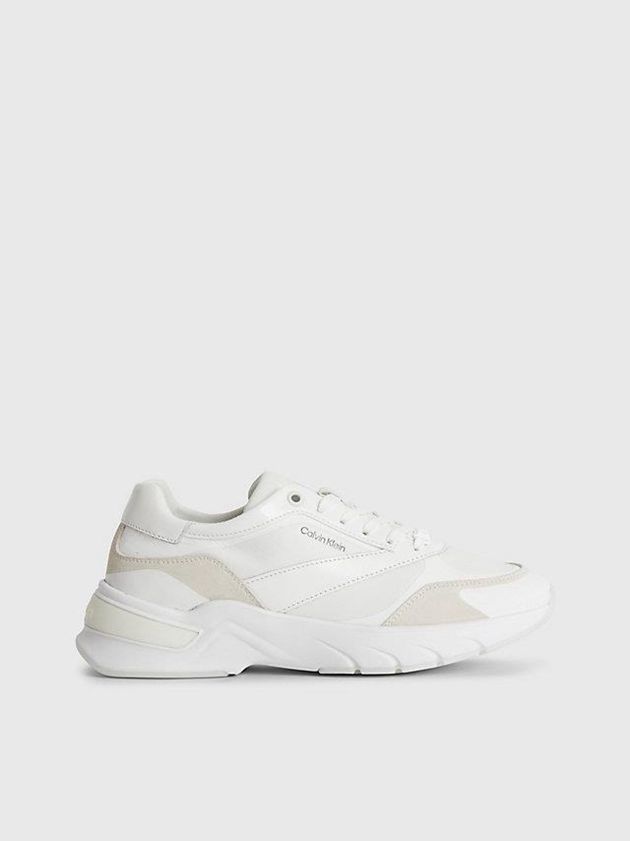 White Calvin Klein Leather Women Sneakers | CEKA-65103