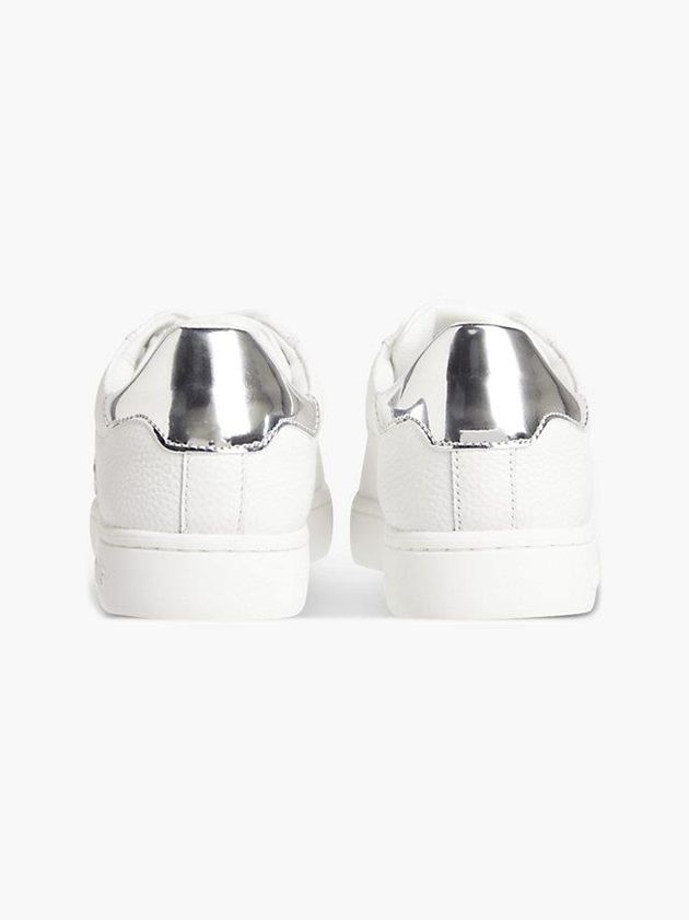 White Calvin Klein Leather Women Sneakers | IKUC-39175