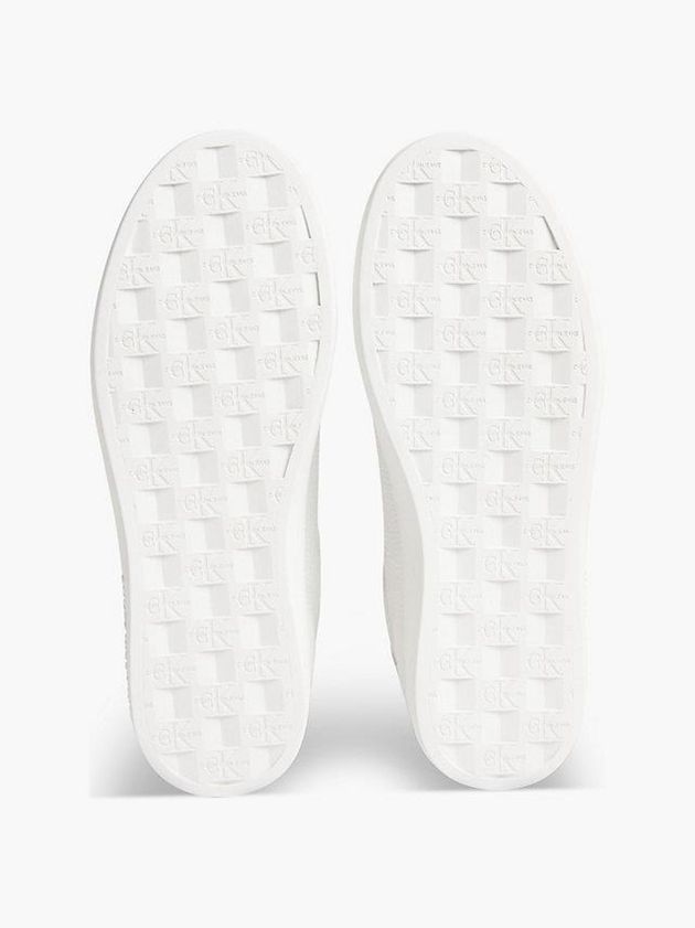 White Calvin Klein Leather Women Sneakers | IKUC-39175