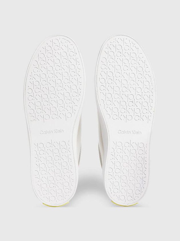 White Calvin Klein Leather Women Sneakers | LRGS-18703