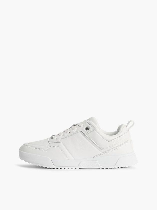 White Calvin Klein Leather Women Sneakers | YOAW-82103
