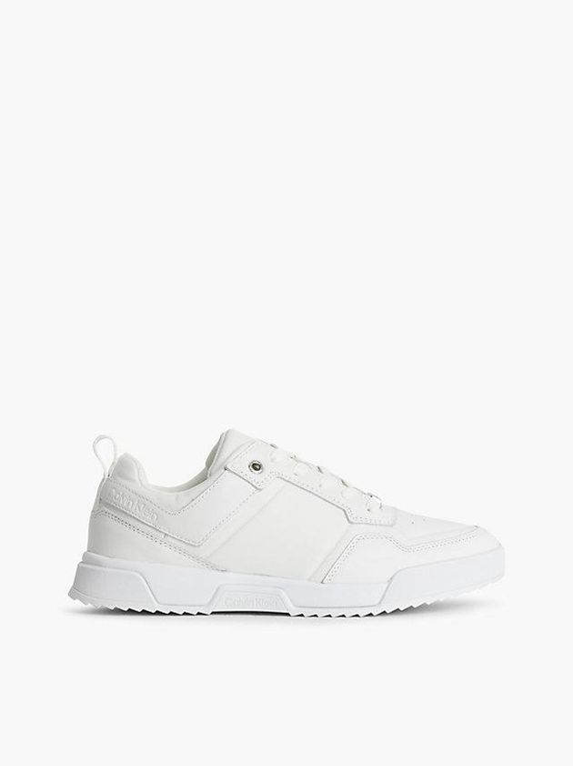 White Calvin Klein Leather Women Sneakers | YOAW-82103