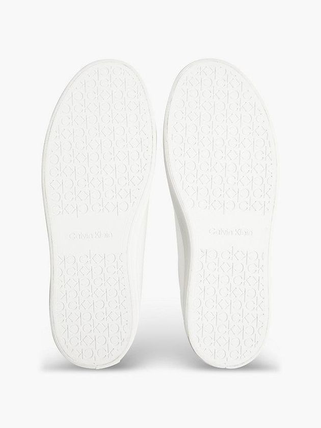 White Calvin Klein Leather Women Sneakers | WOXB-09426