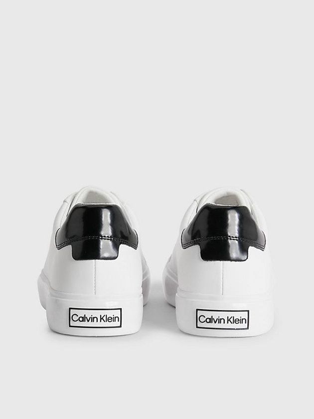 White Calvin Klein Leather Women Sneakers | ESAO-31926