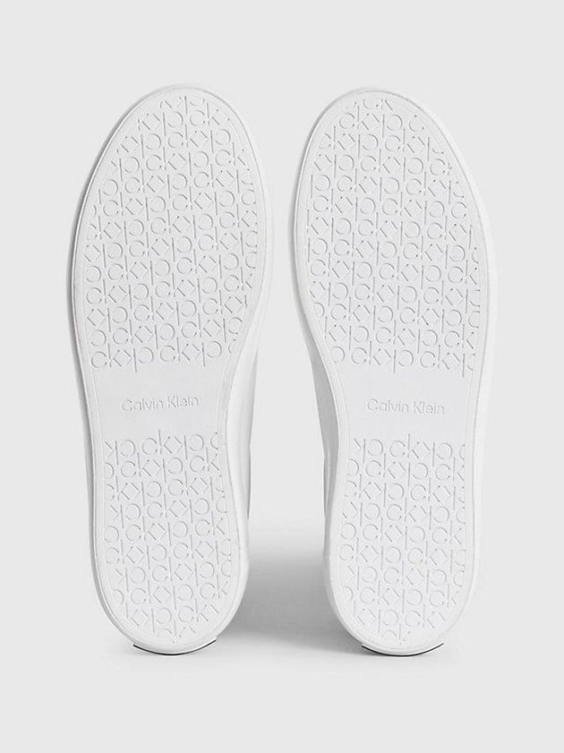 White Calvin Klein Leather Women Sneakers | ESAO-31926