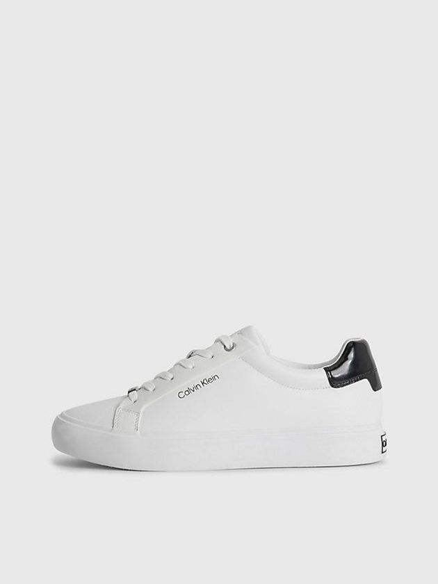 White Calvin Klein Leather Women Sneakers | ESAO-31926