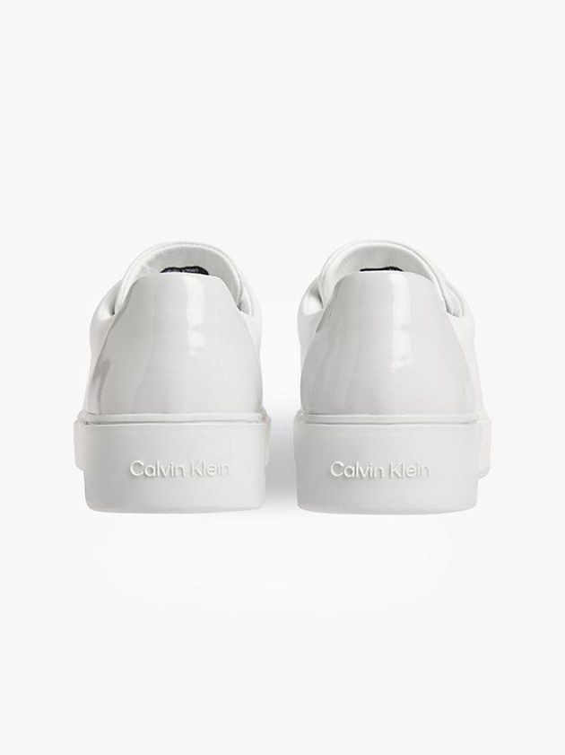 White Calvin Klein Leather Women Sneakers | RNKD-31042