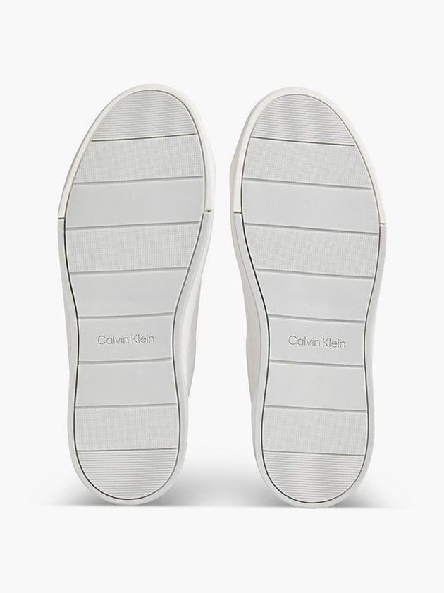 White Calvin Klein Leather Women Sneakers | RNKD-31042
