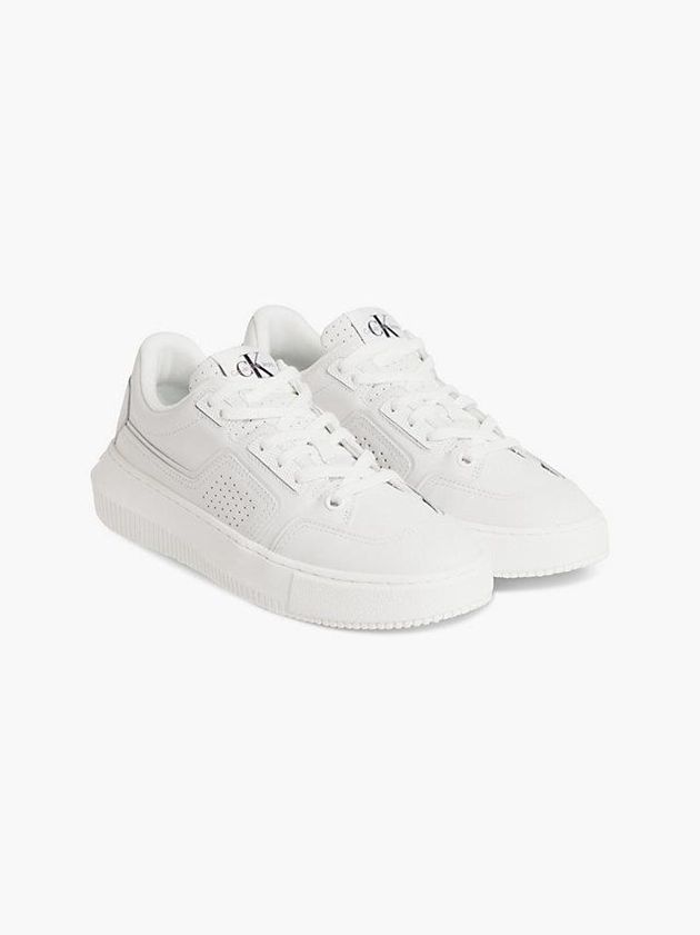 White Calvin Klein Leather Women Sneakers | XDLF-81230