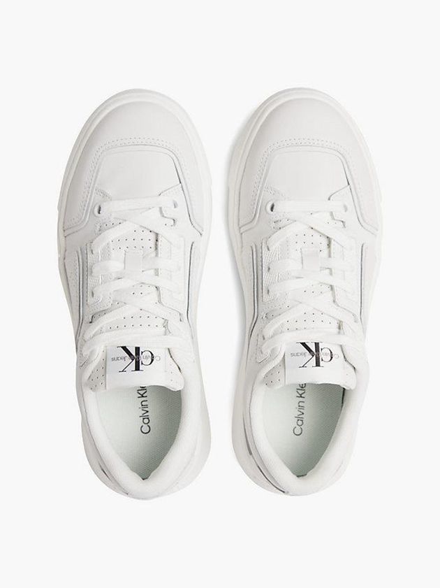 White Calvin Klein Leather Women Sneakers | XDLF-81230