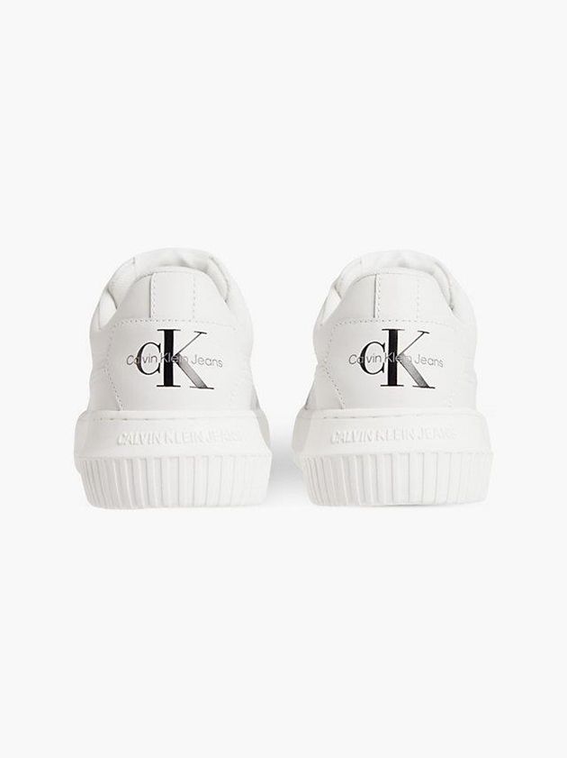 White Calvin Klein Leather Women Sneakers | XDLF-81230