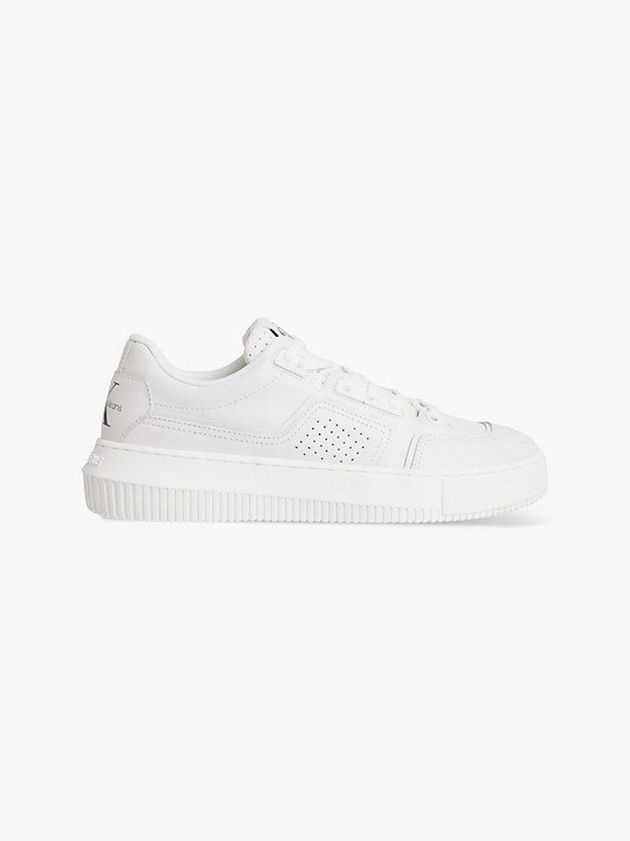 White Calvin Klein Leather Women Sneakers | XDLF-81230
