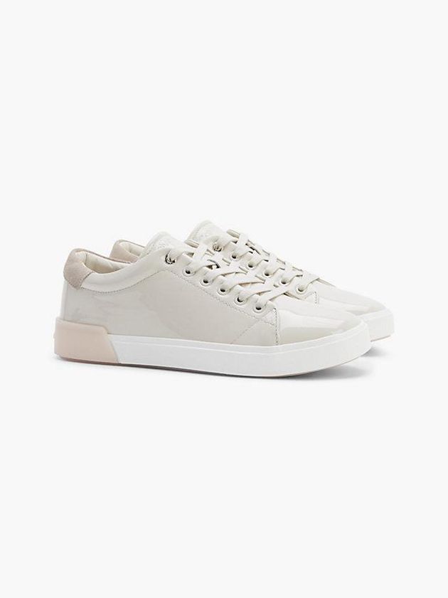 White Calvin Klein Leather Women Sneakers | XRPZ-29510
