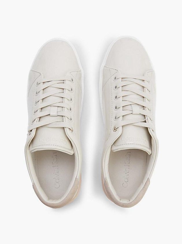 White Calvin Klein Leather Women Sneakers | XRPZ-29510
