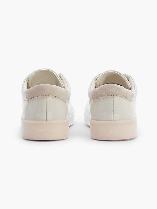 White Calvin Klein Leather Women Sneakers | XRPZ-29510