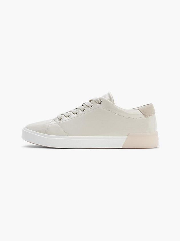 White Calvin Klein Leather Women Sneakers | XRPZ-29510