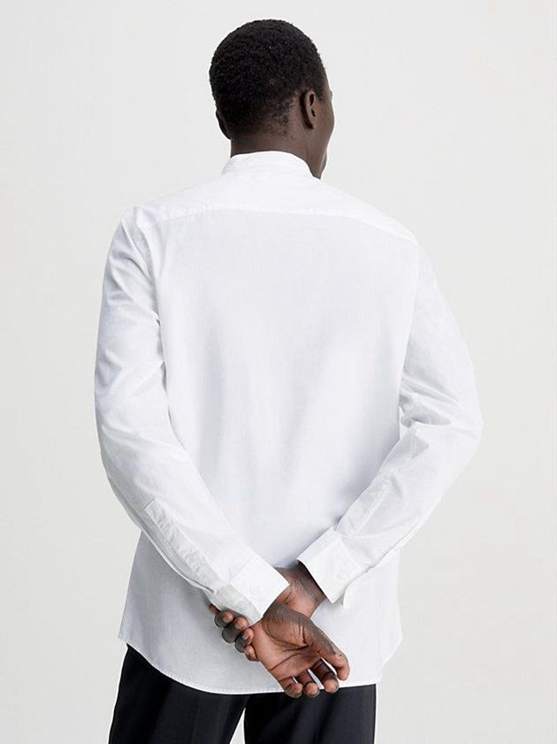 White Calvin Klein Lightweight Poplin Men Shirts | QNAK-59013