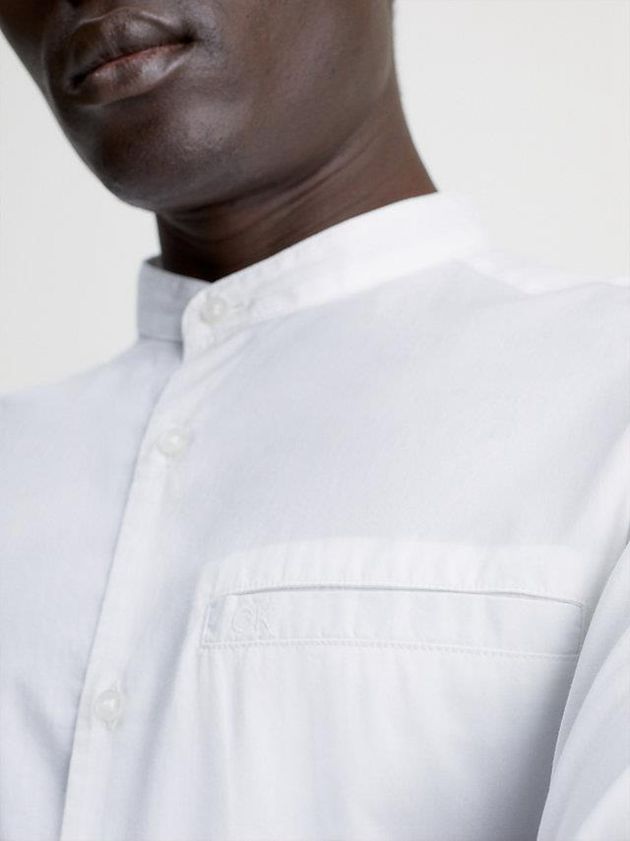 White Calvin Klein Lightweight Poplin Men Shirts | QNAK-59013