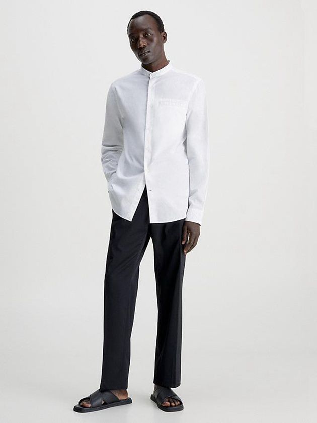 White Calvin Klein Lightweight Poplin Men Shirts | QNAK-59013