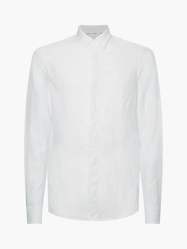White Calvin Klein Linen Cotton Men Shirts | XUGD-17396