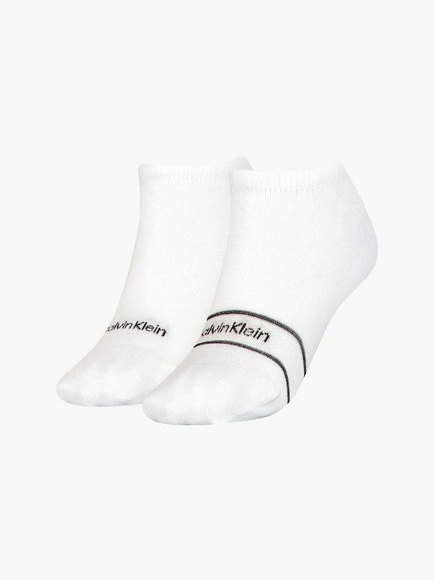 White Calvin Klein Logo Ankle Women Socks | OULS-41736