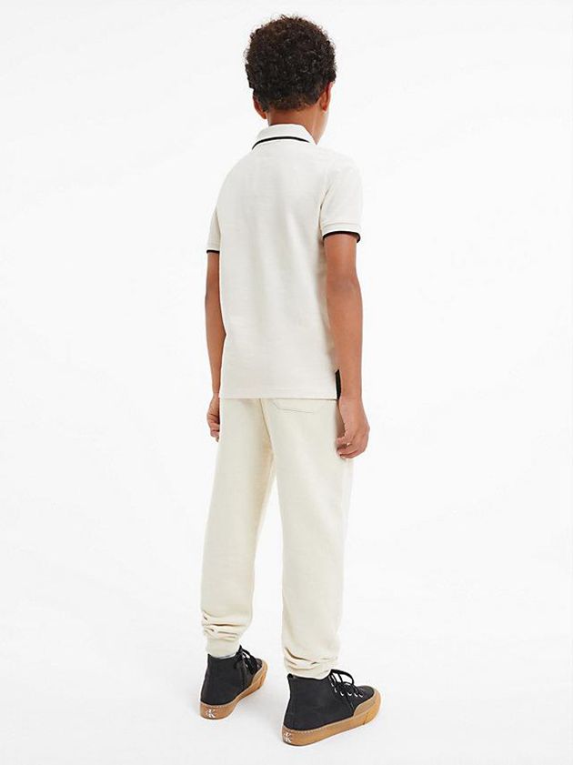 White Calvin Klein Logo Boys's Polo Shirt | RUSG-54173