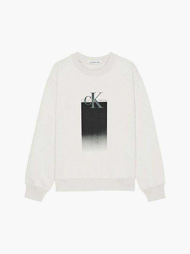 White Calvin Klein Logo Boys's Sweatshirt | ZBDX-80972