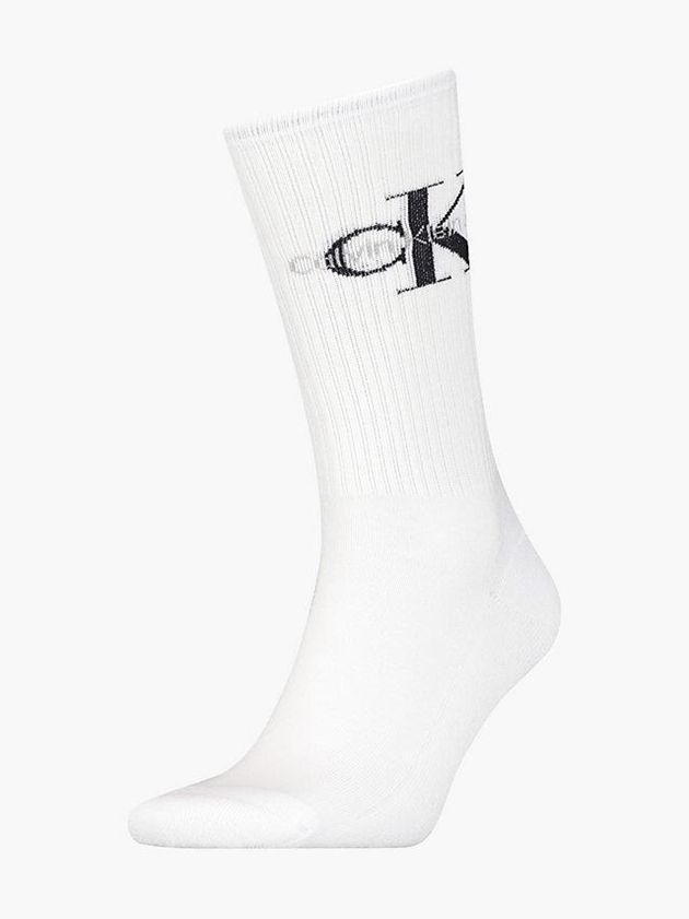 White Calvin Klein Logo Crew Men Socks | CZRH-37062