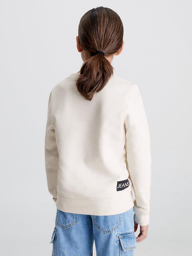 White Calvin Klein Logo Girls's Sweatshirt | QZJT-58396