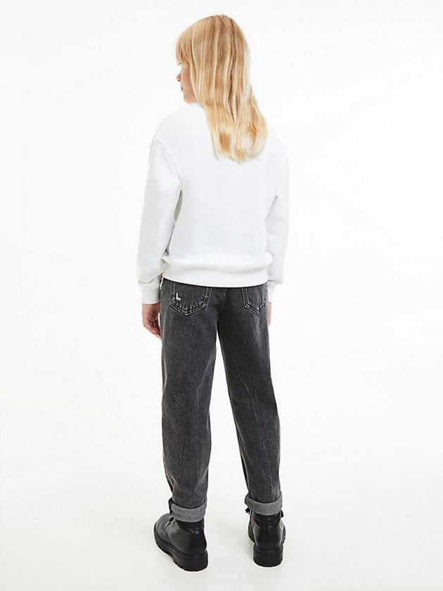 White Calvin Klein Logo Girls's Sweatshirt | NEFR-23761