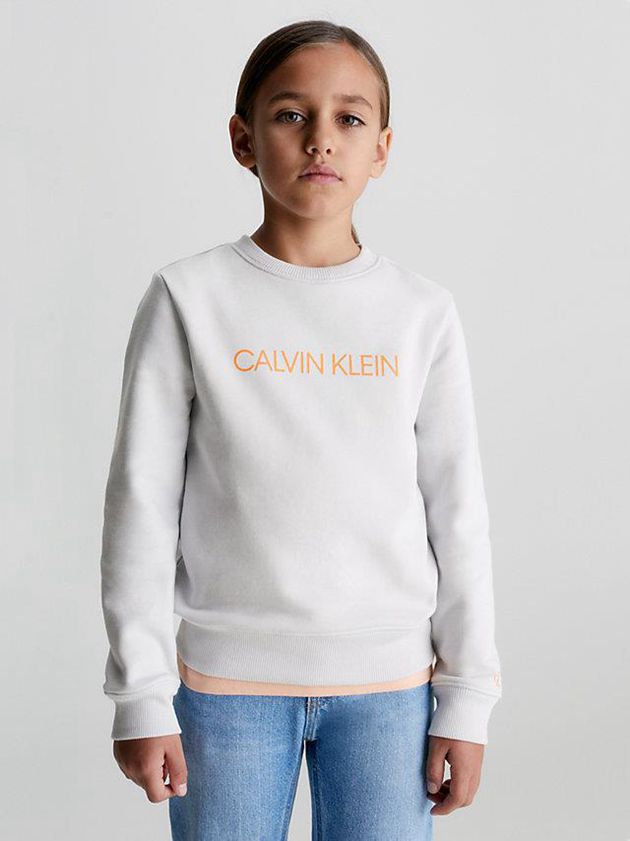 White Calvin Klein Logo Girls's Sweatshirt | SXZM-28796